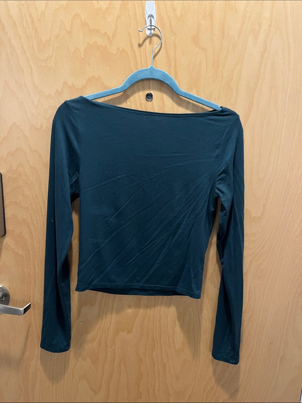Long-Sleeve Boatneck Top in Emerald Green